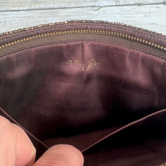 VTG Bag By Josef Beaded Clutch Purse Bronze Metallic Zip Top Evening Glam Disco - Picture 11 of 12